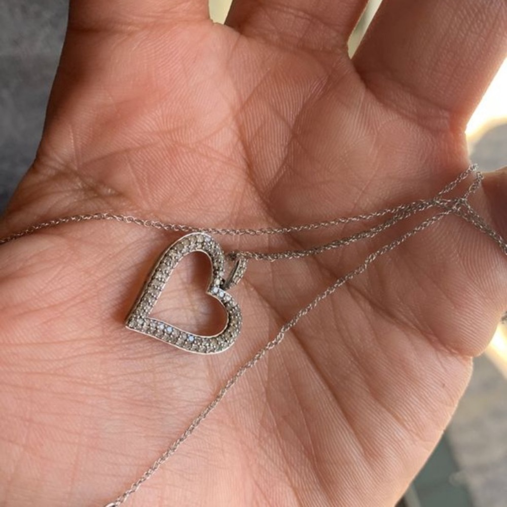 Zales 1/2 CT. T.W.Diamond Heart Pendant 10K W.Gold